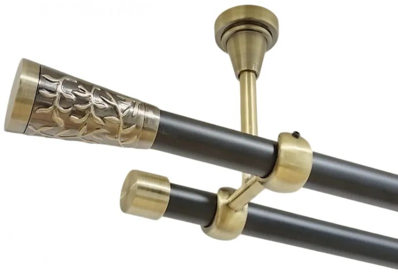 Galerie dubla sevilla fara inele prindere tavan 19/19 mm negru aur antic (Alege marime: 120 cm)
