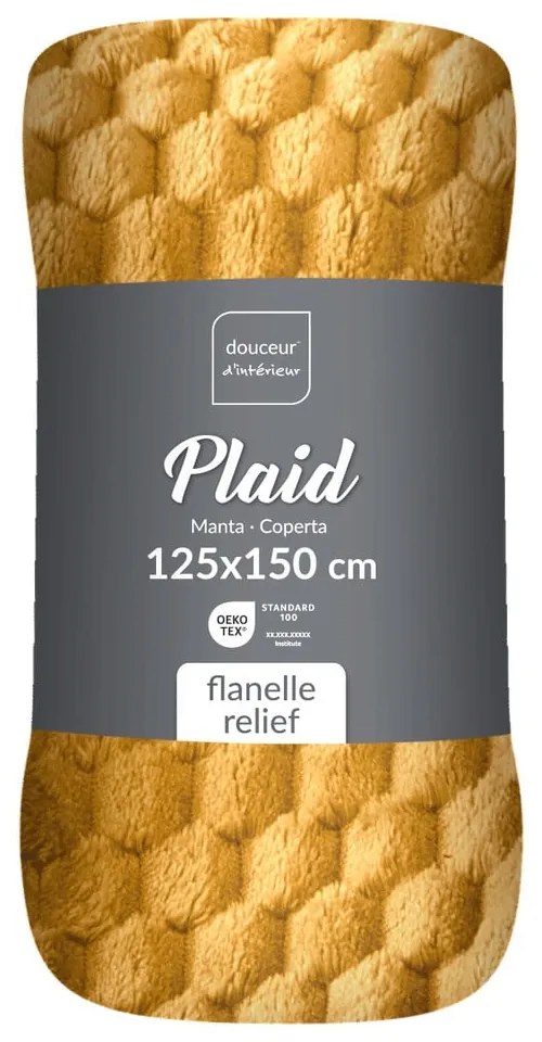 Pătură galben ocru din microflanel 125x150 cm Mini Frosty – douceur d'intérieur