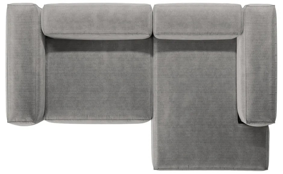 Colțar gri deschis cu tapițerie din catifea reiată (cu colț pe partea dreaptă/cu șezlong) Bergamo – Cosmopolitan Design