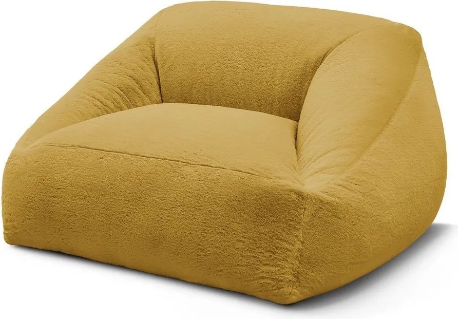 Fotoliu bean bag galben cu tapițerie din blană artificială Lilibet – Bobochic Paris