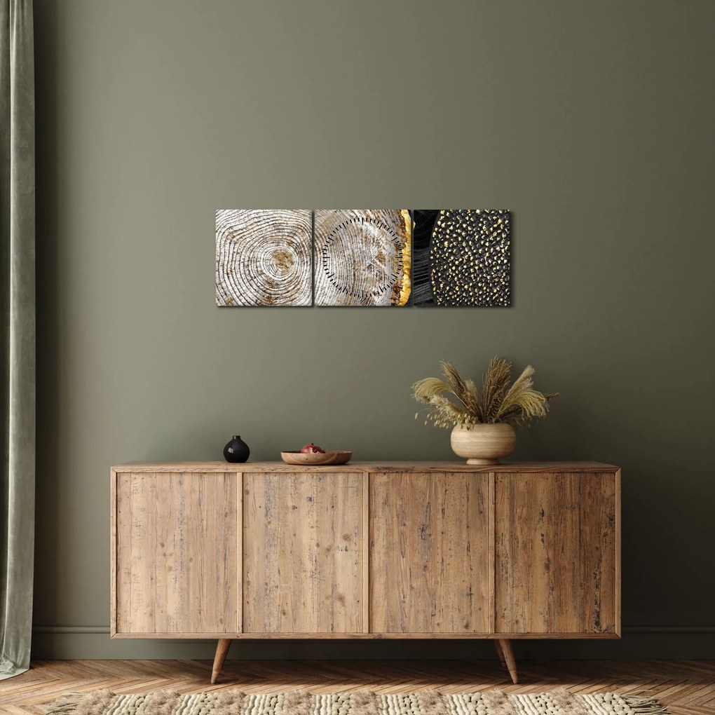 Tablou - Trunchiul copacului colaj 2 (cu ceas) (90x30 cm)