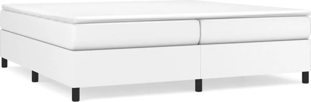 vidaXL Pat box spring cu saltea, alb, 200x200 cm, piele ecologică