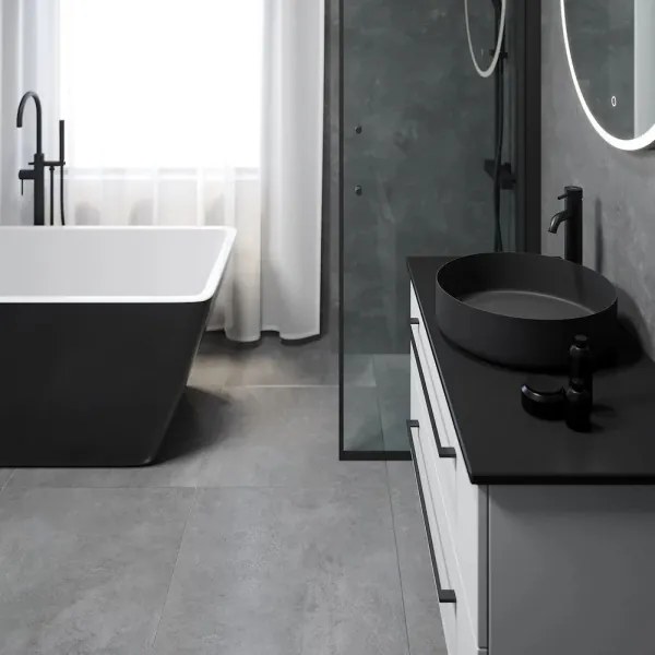 BATH DELUXE 06-040-16-02-00 - Lavoar pentru blat LJORDAL, Ø 40 cm, oțel/negru