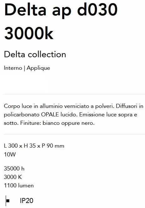 Aplica LED ambientala Delta ap d030 3000k alba
