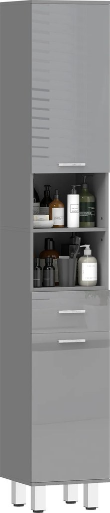 kleankin Dulap de baie, comodă pentru baie, cu rafturi și sertar, reglabil, Gri | Aosom Romania