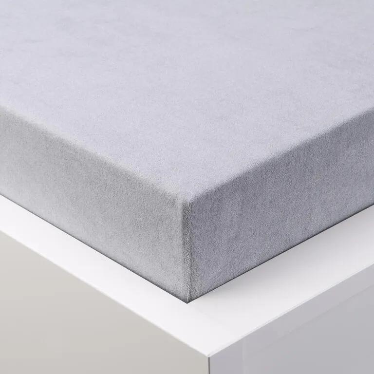 Cearșaf elastic frotir GRAND gri platină pat simplu 2 buc