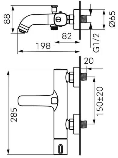 Baterie cada - dus FDesign Meandro monocomanda crom lucios