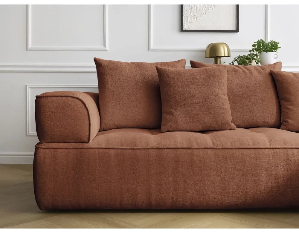 Colțar teracotă cu tapițerie din chenille (cu colț pe partea stângă/în formă de ”L”) Whesley – Bobochic Paris