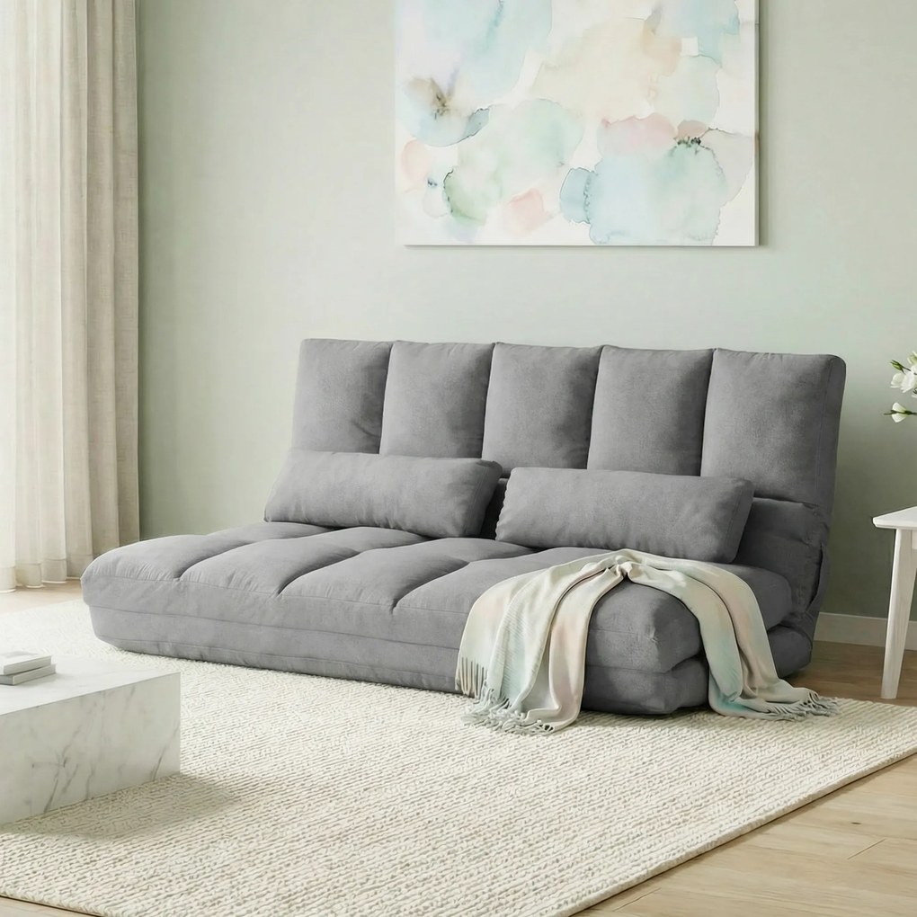 HOMCOM Canapea De Podea Pliabila, 130x73x60 cm Gri | Aosom Romania