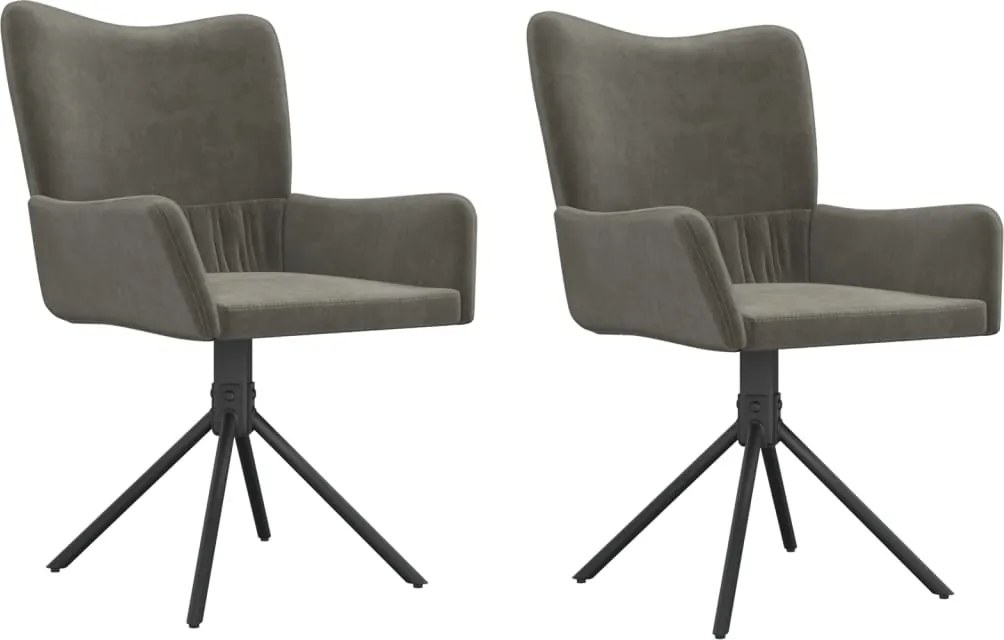vidaXL Scaune de bucătărie pivotante, 2 buc, gri închis, catifea