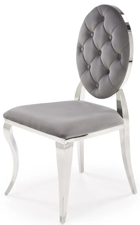 Scaun K555 velvet gri Blu14/argintiu