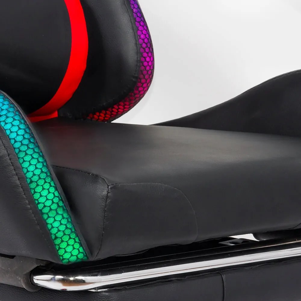 Scaun de gaming cu iluminare RGB din piele sintetică OFF 303 rosu cu negru