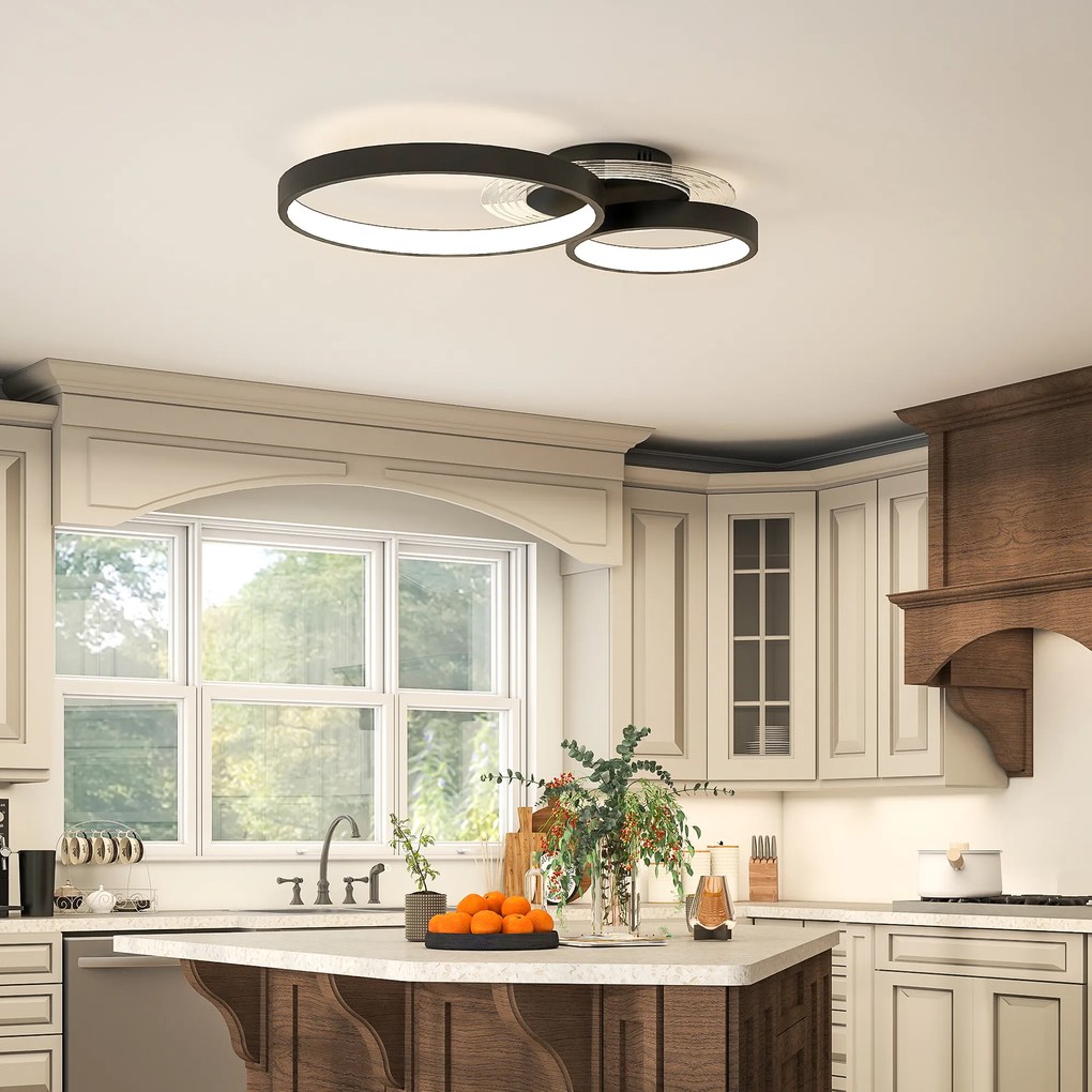 HOMCOM Lampă de tavan LED Modernă cu Intensitate Reglabilă, Putere 40W, Negru | Aosom Romania