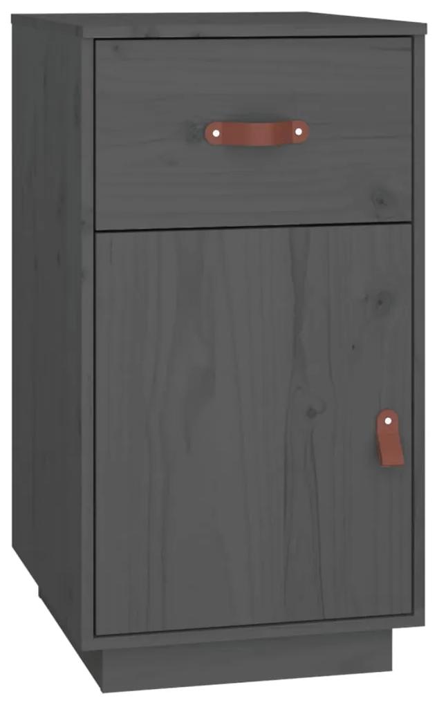 Birou cu dulapuri, gri, 135x50x75 cm, lemn masiv de pin Gri