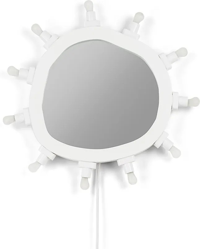 Oglinda cu cadru din lemn alb si LED 30x32cm Luminaire Small Seletti