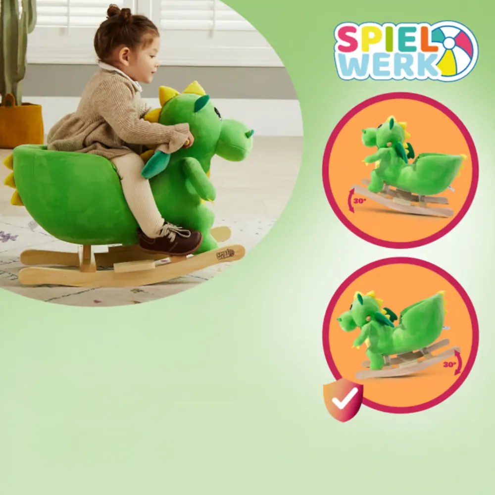 Balansoar DINO cu centură de siguranță, verde Spielwerk