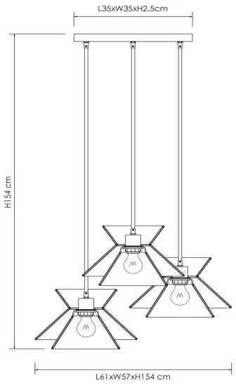 Lustră pe cablu Lucide 10420/03/72 TASMAN 3xE27/60W/230V bej