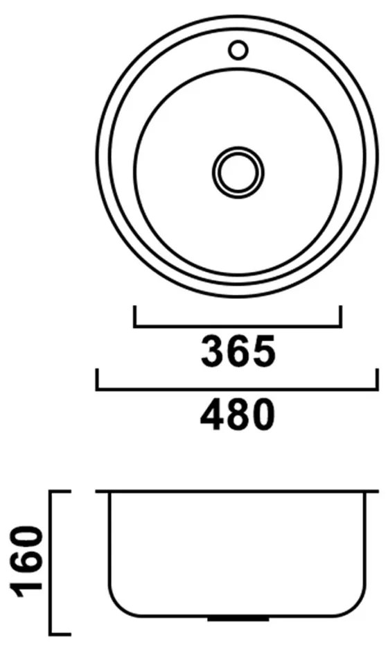 Chiuvetă rotundă Teur din oțel inoxidabil cu o singură cuvă