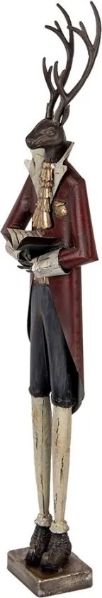 Figurină decorativă vintage cerb din metal, 19x15xH83 cm