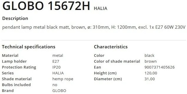 Pendul design modern Halia negru, maro 31cm