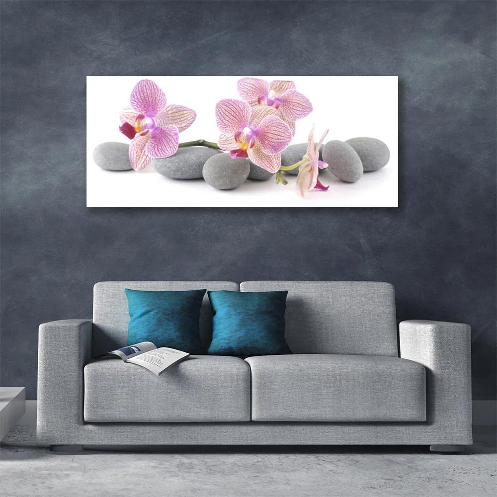 Tablou pe panza canvas Pietrele de copac Floral Roz Gri