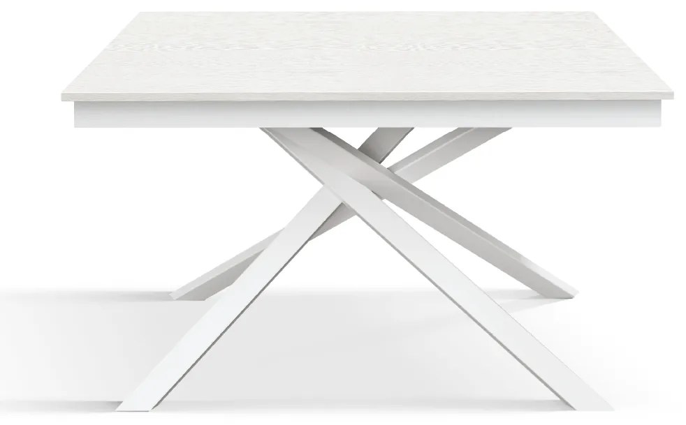 Masa Tiglio, blat extensibil pal laminat, picior metalic - BLAT ALB, PICIOR ALB - 120 cm / 80 cm