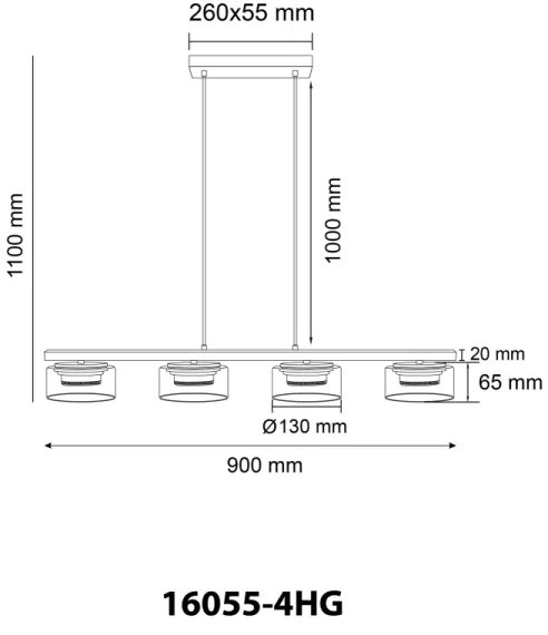 Lustră LED pe cablu Globo 16055-4HG HIGGINS 4xGX53/6W/230V fumuriu/maro