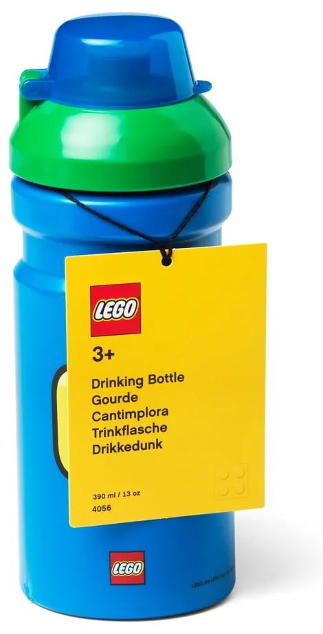 Sticlă pentru apă cu capac verde LEGO® Iconic, 390 ml, albastru