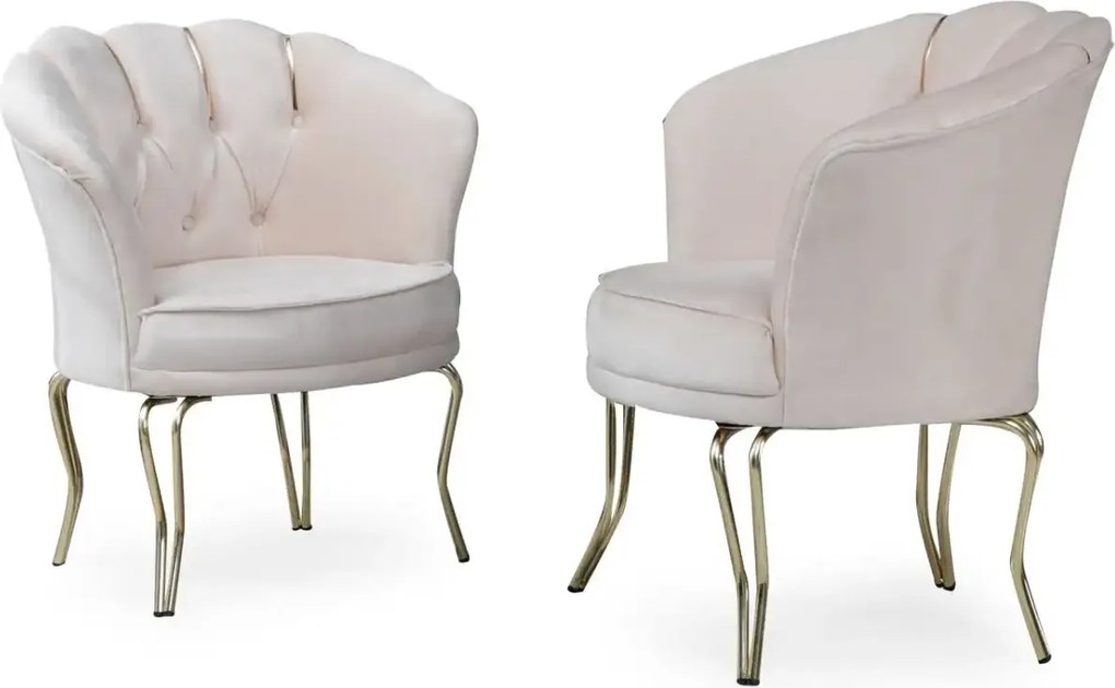 Fotoliu VIiena, scaun,bej-auriu, picioare  metal auriu, Homs