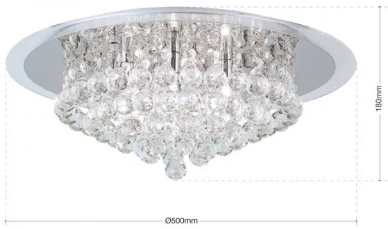 Plafoniera eleganta cristal K9 diam. 50cm Gloria DLU 2378/6/50 chrom OR
