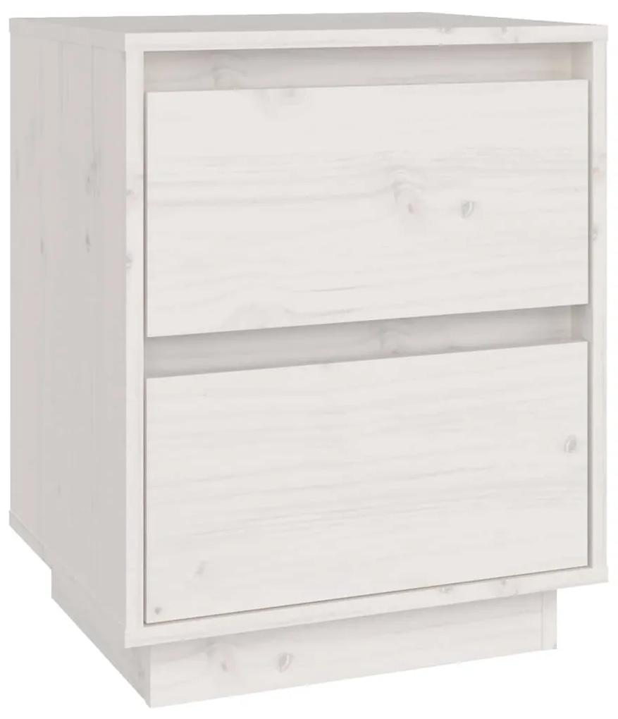 Noptiera, alb, 40x35x50 cm, lemn masiv de pin 1, Alb