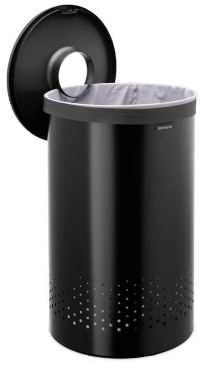 Cos de rufe Brabantia 1008918, 60 L, Capac din plastic, Umplere fara deschidere, Orificii aerisire, Negru