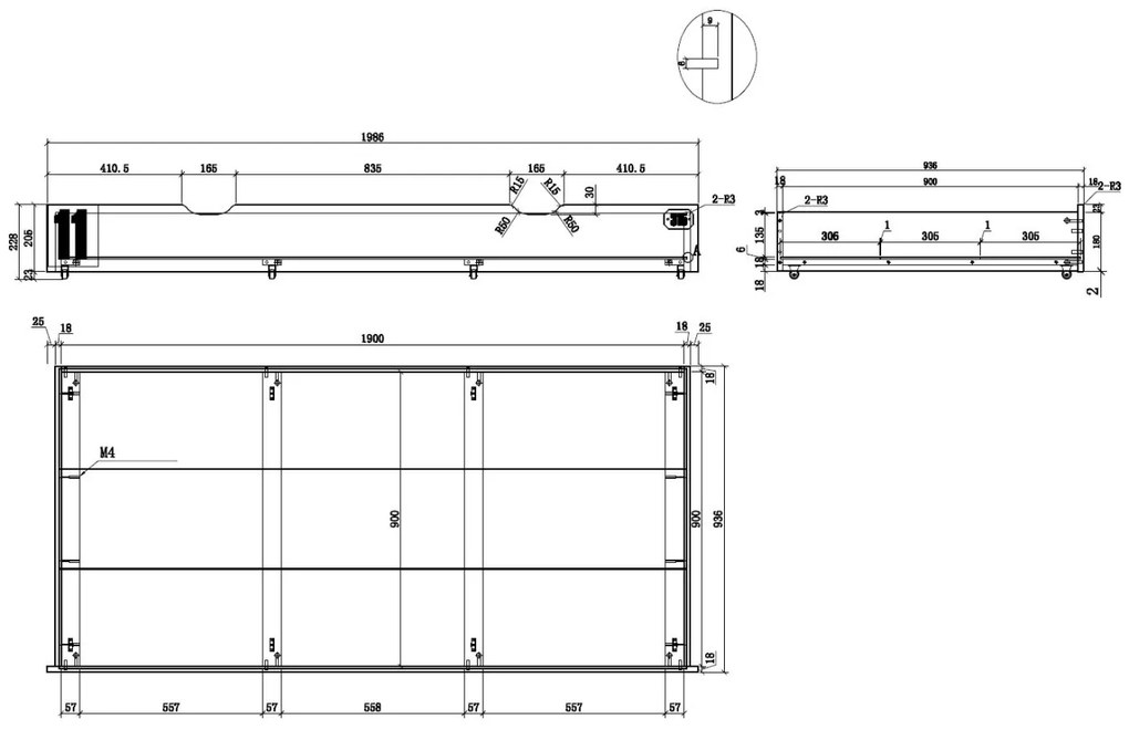 Sertar Pat ALEX 90x190 cm, Pin Masiv, Multifuncțional – Vipack