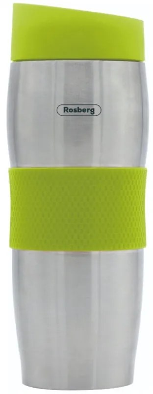 Cana termos Rosberg R52011C, 380 ml, Pereti dubli, Ergonomic, Otel inoxidabil, Verde/Argintiu