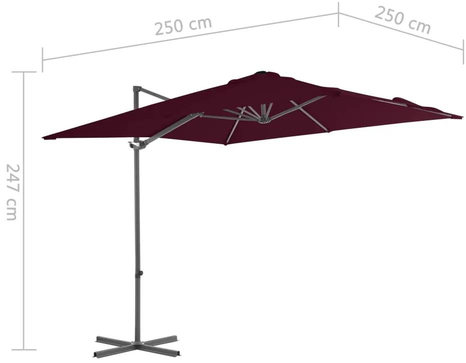 Umbrela in consola cu stalp din otel, rosu bordo, 250x250 cm Rosu, 250 x 250 cm