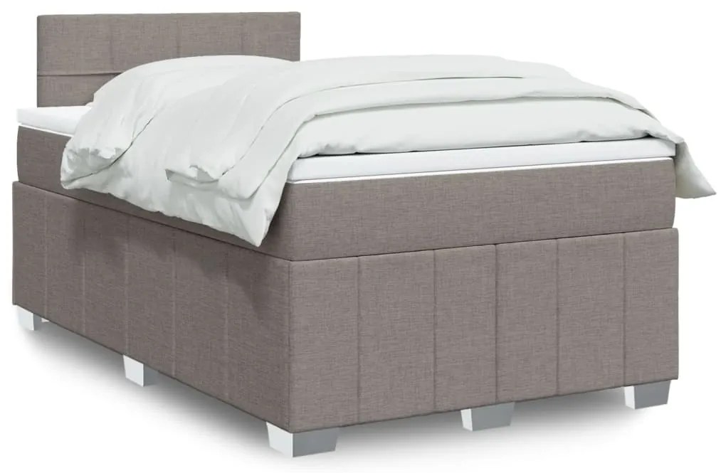 vidaXL Pat box spring cu saltea, gri taupe, 120x200 cm, textil