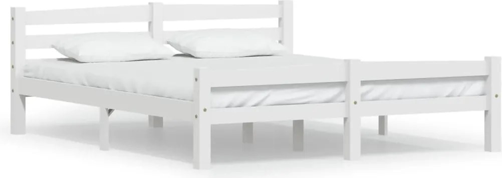 vidaXL Cadru de pat, alb, 160x200 cm, lemn de pin masiv