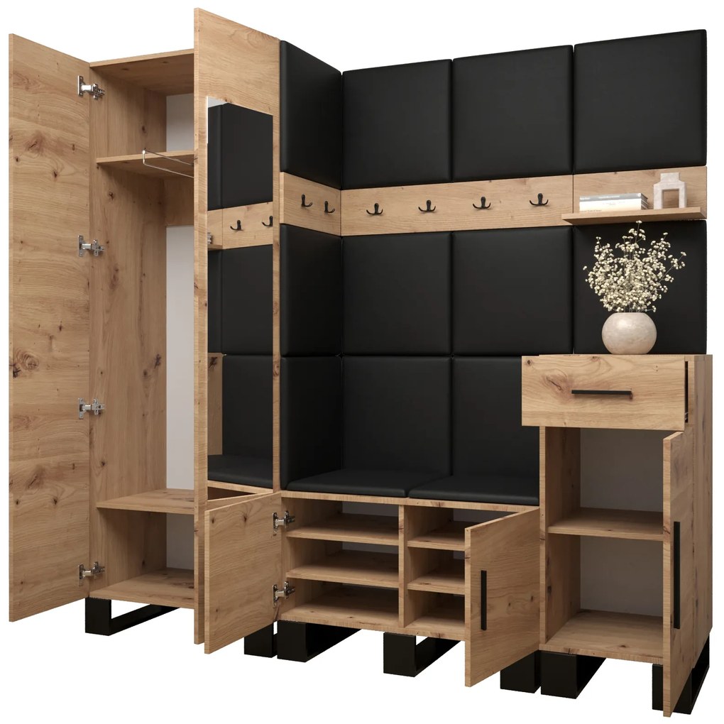 Set mobilier pentru hol Amanda 13 (Stejar artisan + roz). 1085966