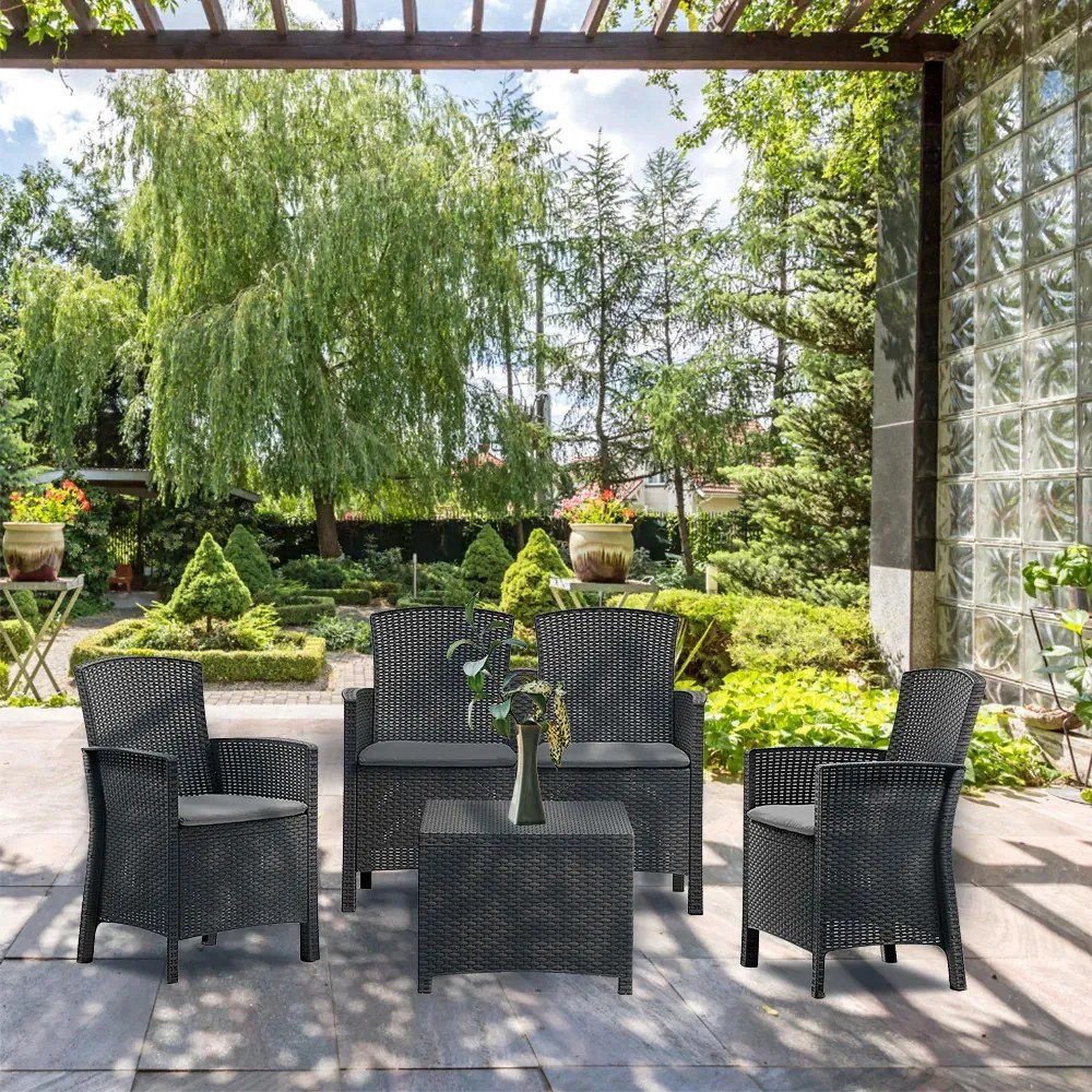 Set mobilier de grădină Lima cu 4 locuri, grafit