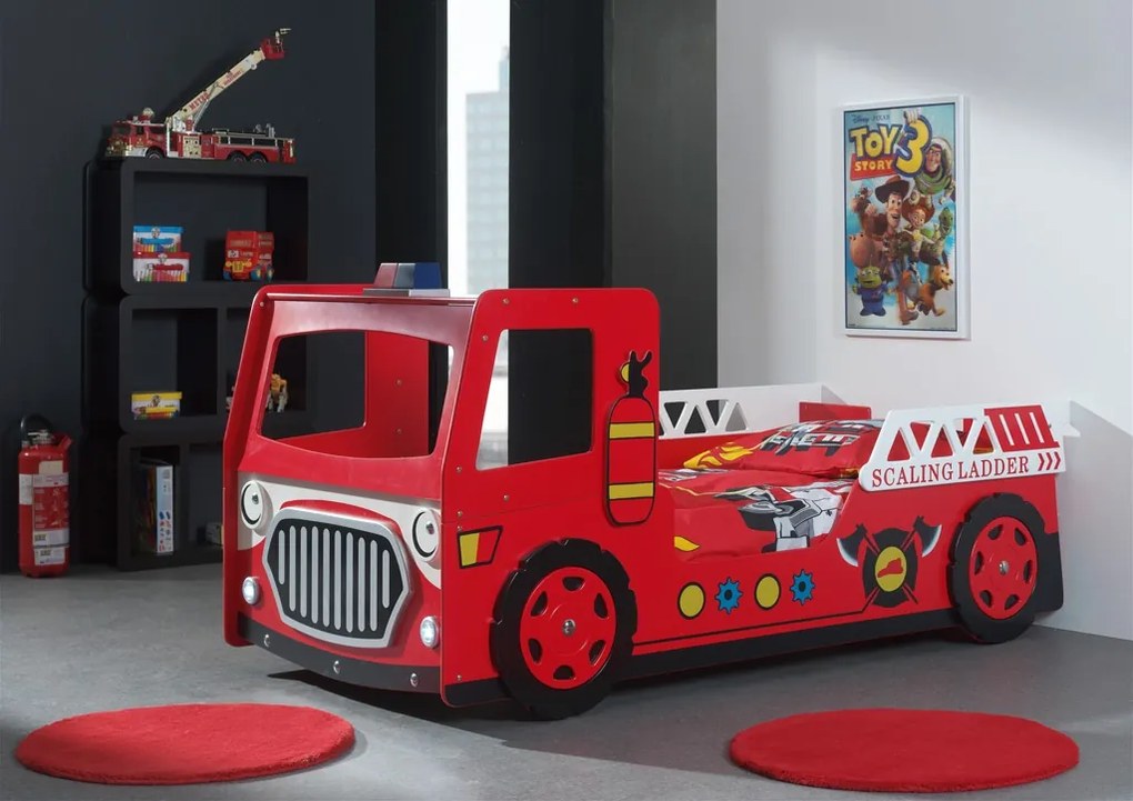 Set CARBED format din Pat copiiul NEW FIRE TRUCK și SALTEA PAT COPIIua asortată.