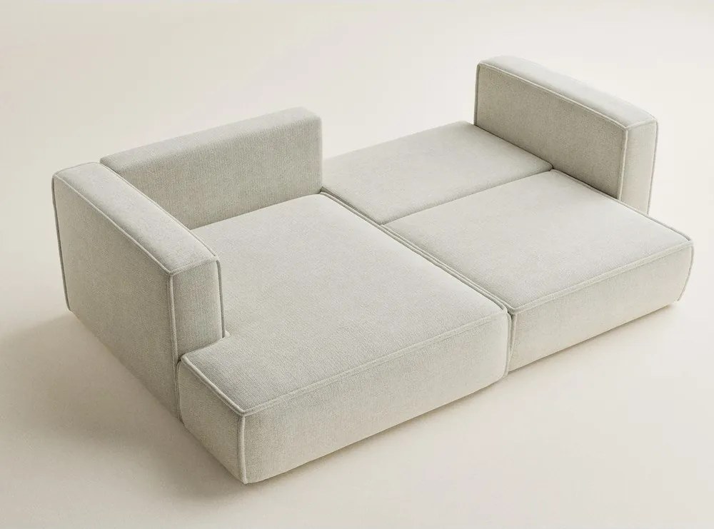 Colțar crem extensibil/cu spațiu de depozitare cu tapițerie din chenille (cu colț pe partea stângă/cu șezlong) Velto – Maison de Rêve