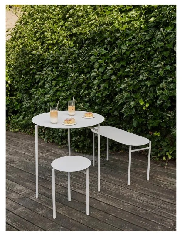 Masă de dining albă rotundă din metal ø 70 cm Disc – Zone