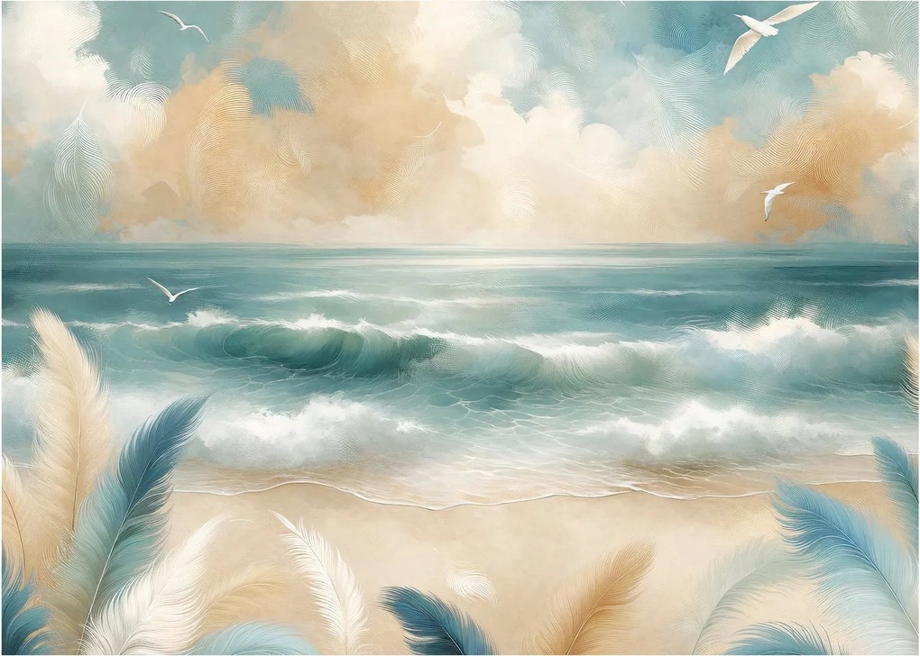 Tablou – Plajă pictată în culori delicate (70x50 cm)
