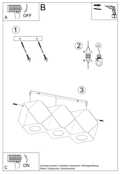 Plafonieră WOODY 3xGU10/40W/230V Sollux SL.1010