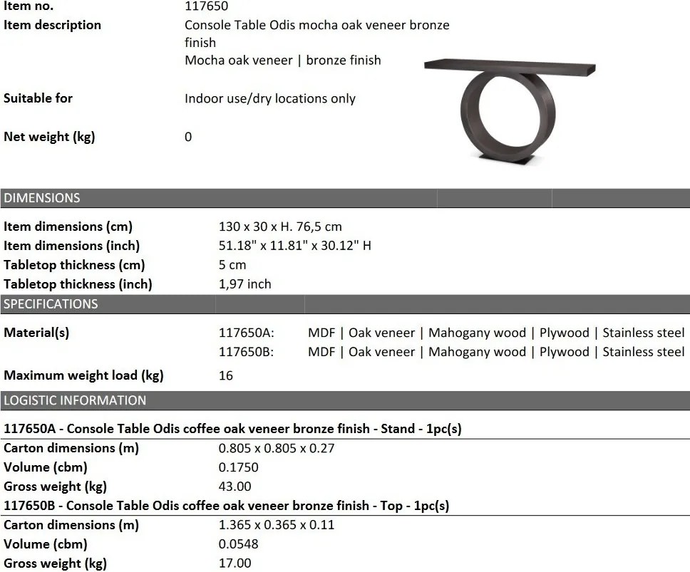 Consola design LUX Odis