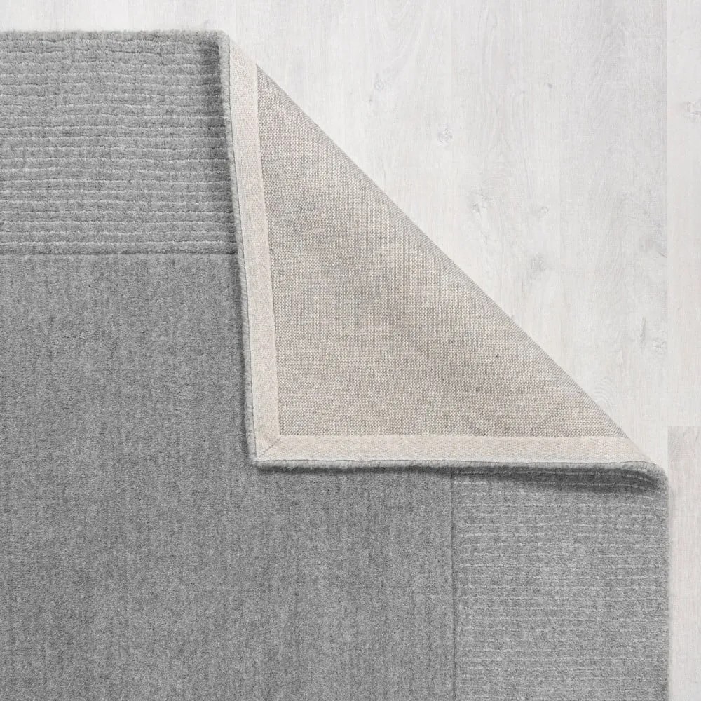 Covor grej țesut manual din lână 200x290 cm Border – Flair Rugs