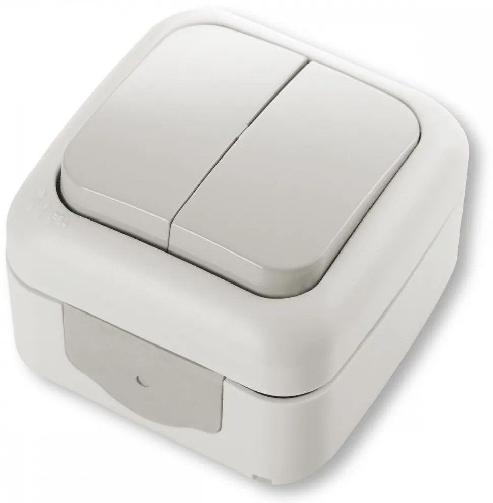 Intrerupator dublu, montaj aplicat, protectie IP54, gri, Palmiye Viko