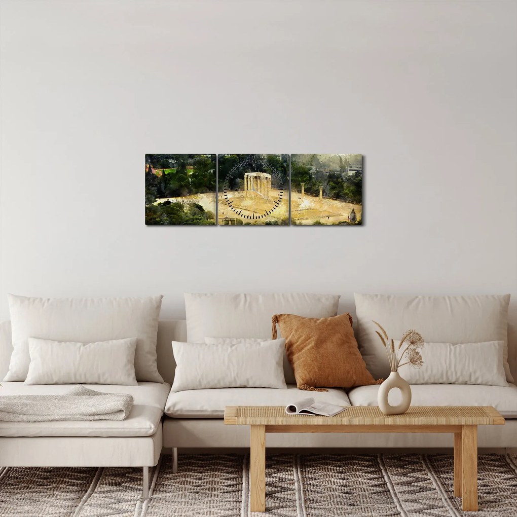 Tablou - Templul lui Zeus, Atena, Grecia (cu ceas) (90x30 cm)
