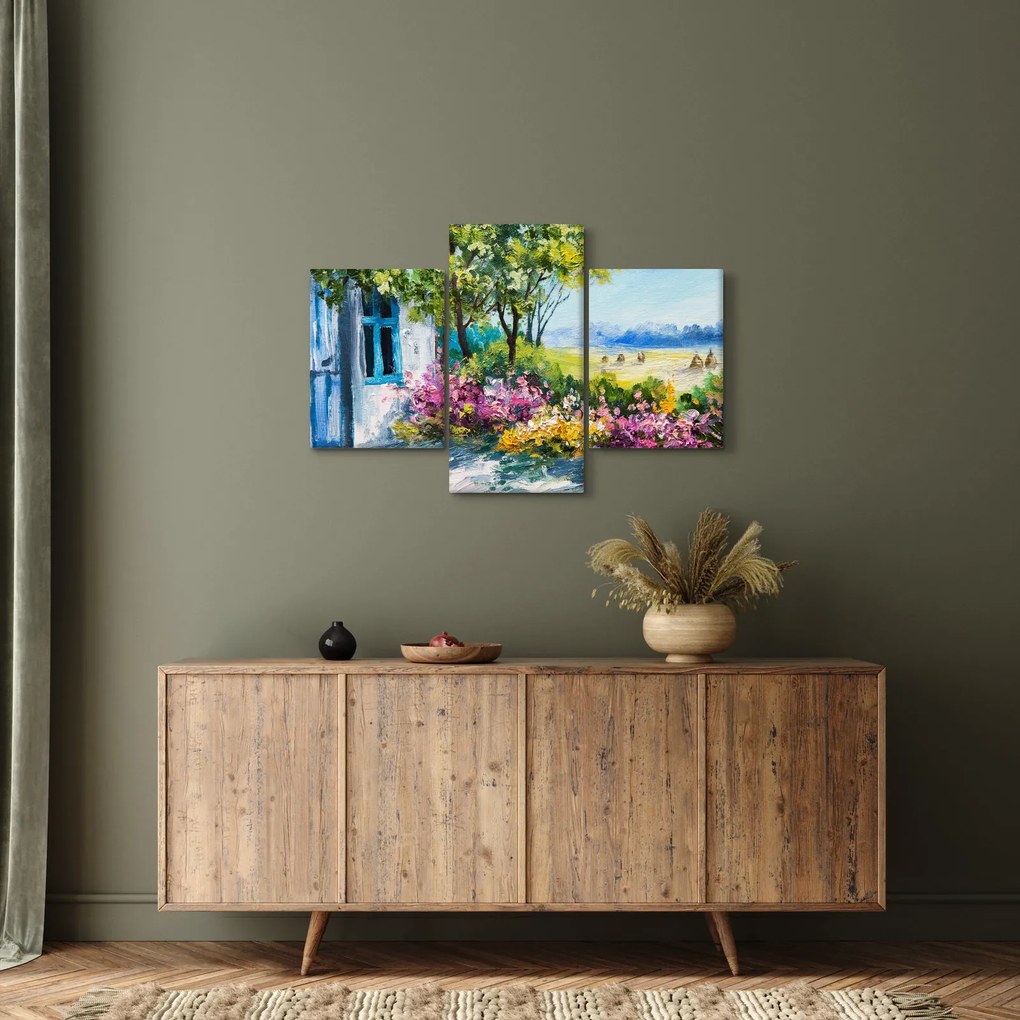 Tablou - Grădina din fața casei, pictură în ulei (90x60 cm)