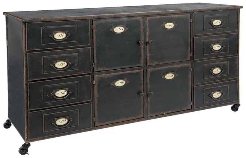Comoda neagra, din metal, aspect vintage, Archivio